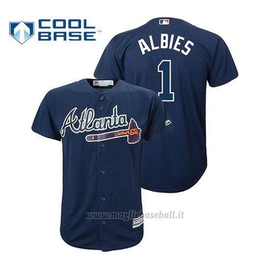 Maglia Baseball Bambino Atlanta Braves Ozzie Albies Cool Base Official Alternato Blu